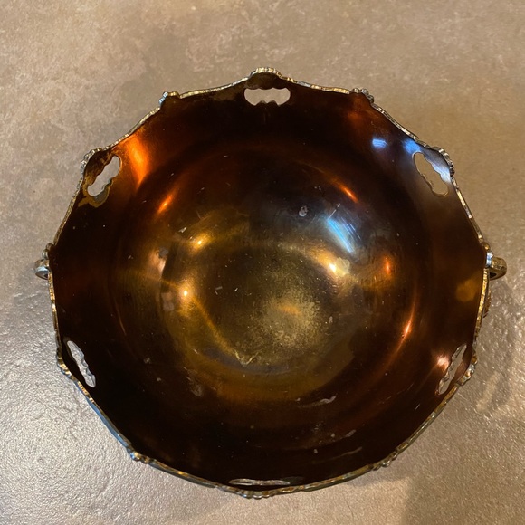 VINTAGE 1960S ORNATE SILVERPLATE COPPER TONE BOWL DISH RAIMOND JAPAN 5”x3” SIZE - Picture 8 of 9